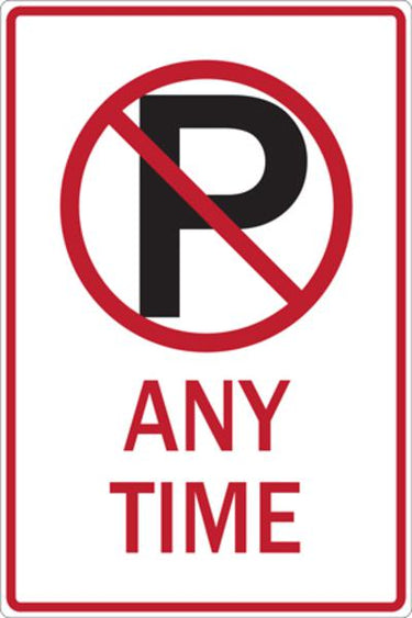 ZING Parking Sign, No Parking Symbol Anytime, 18Hx12W, Engineer Grade Prismatic, Recycled Aluminum